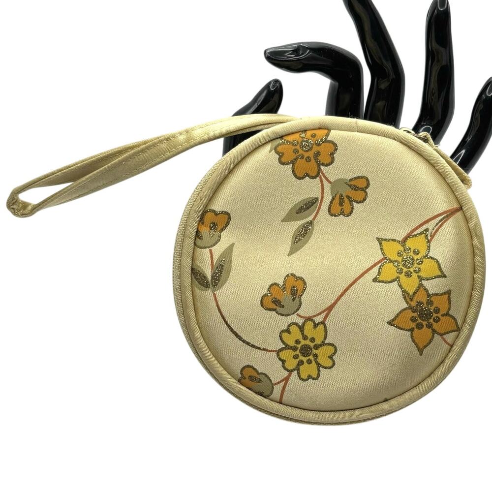 Tan Floral Avon Coin Wristlet Purse